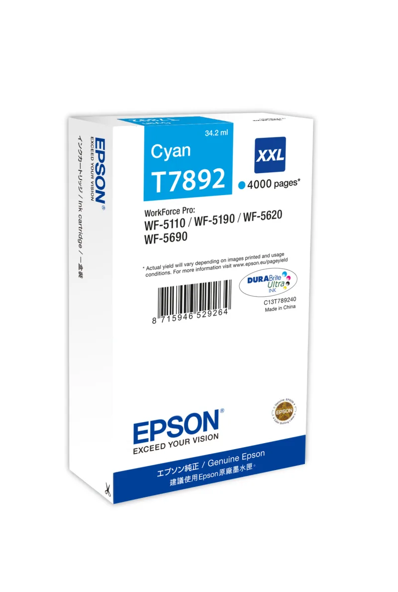 Epson Cartouche T7892 Cyan XXL pour WF-5xxx